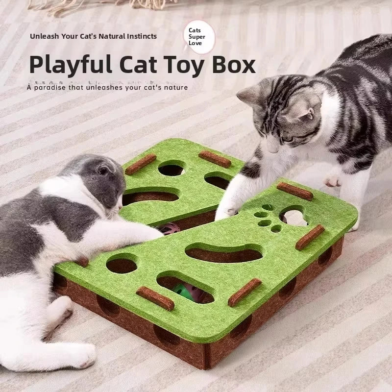 Interactive Cat Puzzle Toy Box - Felt Hide and Seek Cat Toy