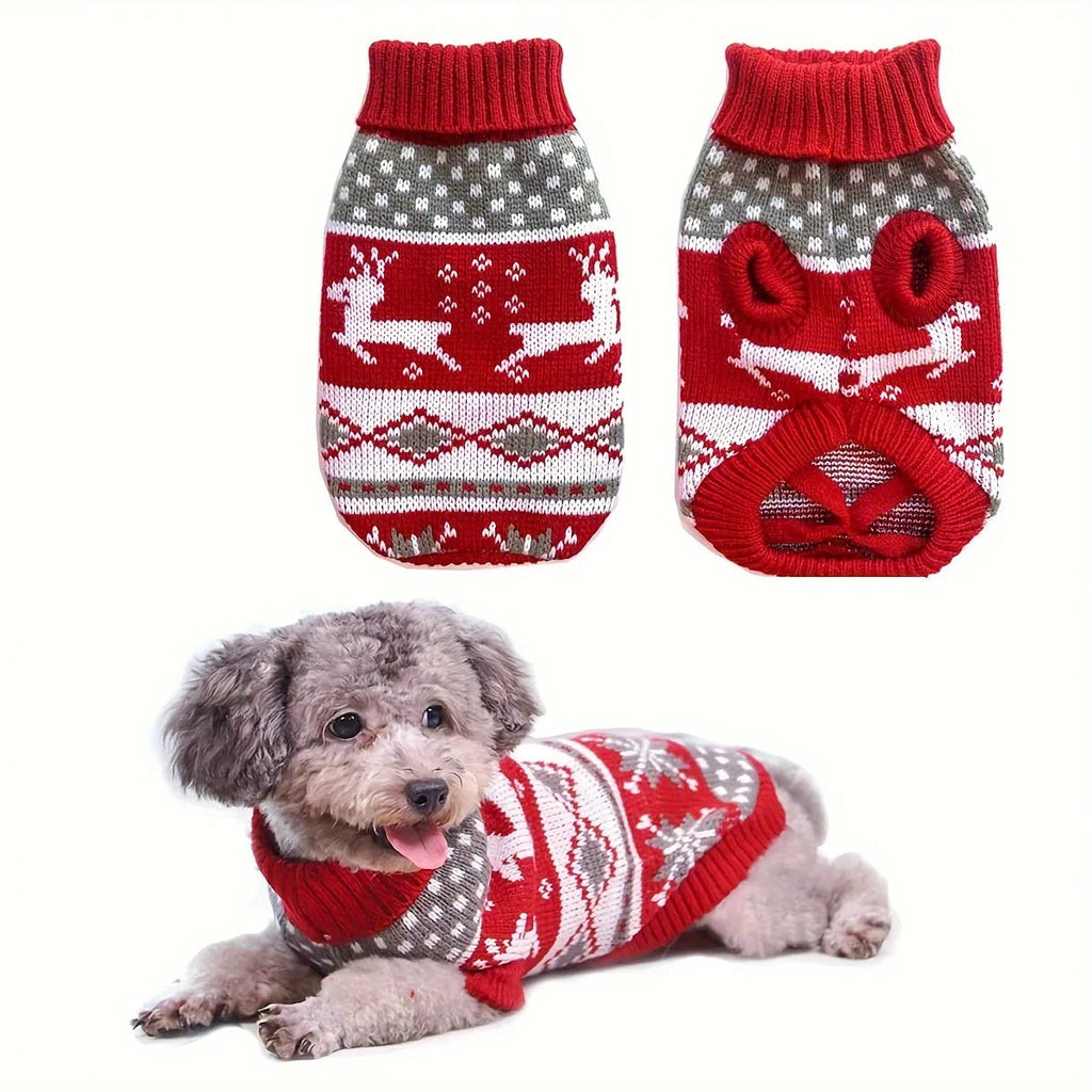 Dog Christmas Sweater - Knitted Holiday Sweater Small Dogs