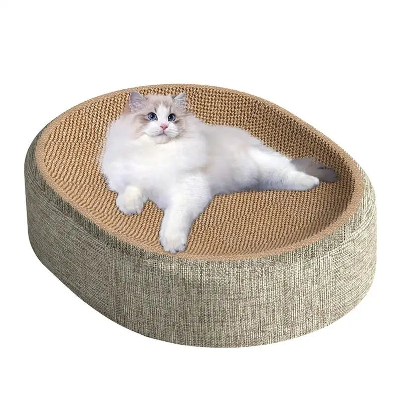 Sisal Cat Scratcher Bed - 2 in 1 Oval Cat Scratching Lounge