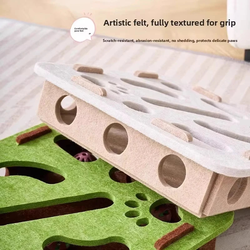 Interactive Cat Puzzle Toy Box - Felt Hide and Seek Cat Toy