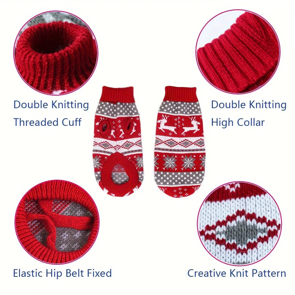 Dog Christmas Sweater - Knitted Holiday Sweater Small Dogs