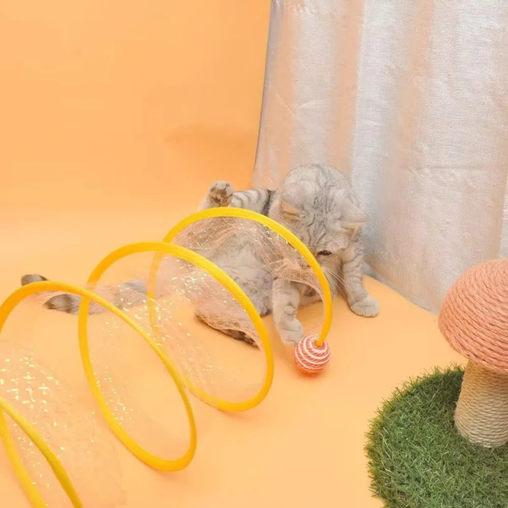 Collapsible Cat Tunnel - S Shaped Interactive Play Tunnel