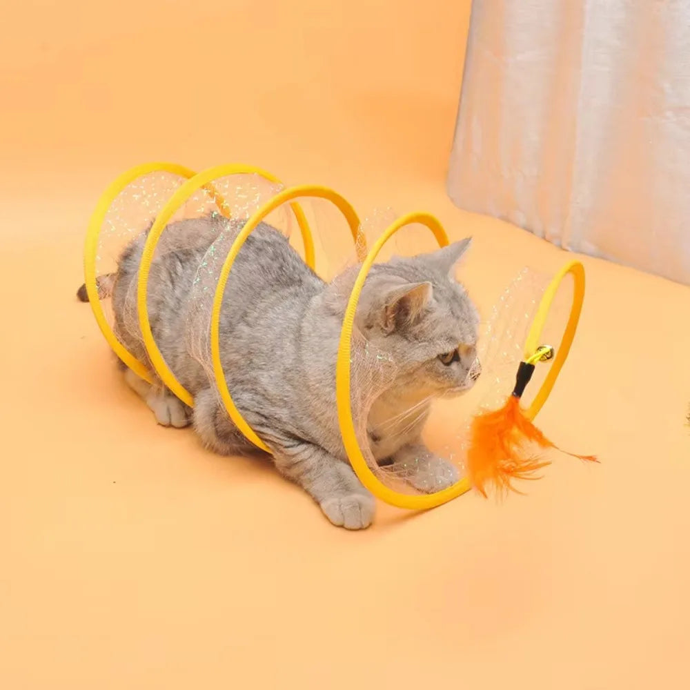 Collapsible Cat Tunnel - S Shaped Interactive Play Tunnel