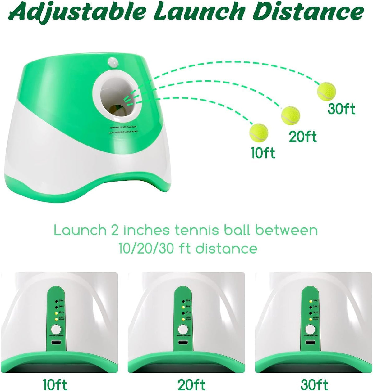 Automatic Ball Launcher for Dogs - 3 Distance Ball Thrower