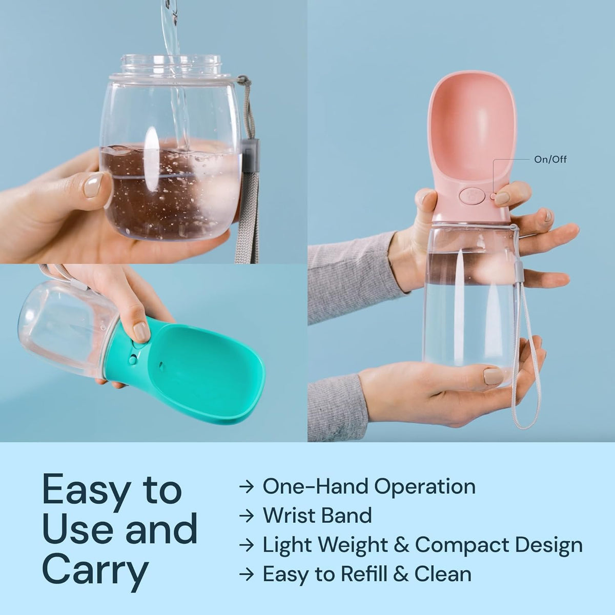Portable Dog Water Bottle 19 oz - Travel Water Dispenser