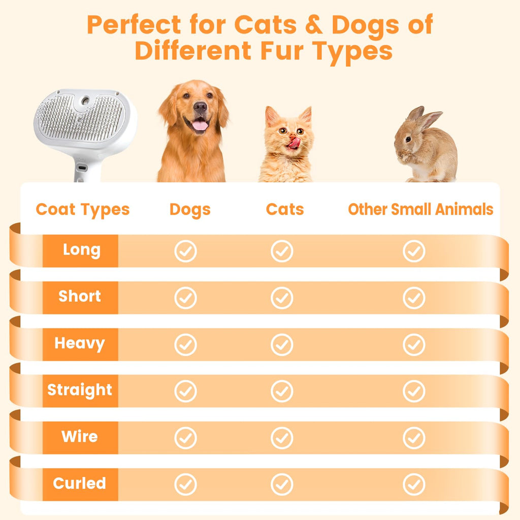 Cat Steam Brush - Pet Spray Grooming Brush for Cats & Dogs