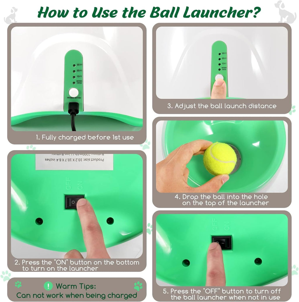 Automatic Ball Launcher for Dogs - 3 Distance Ball Thrower