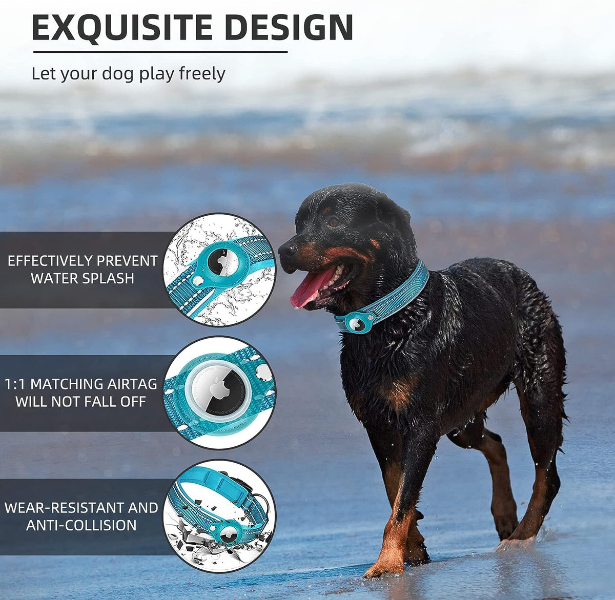 Dog Collar with AirTag Holder - Adjustable Pet Collar