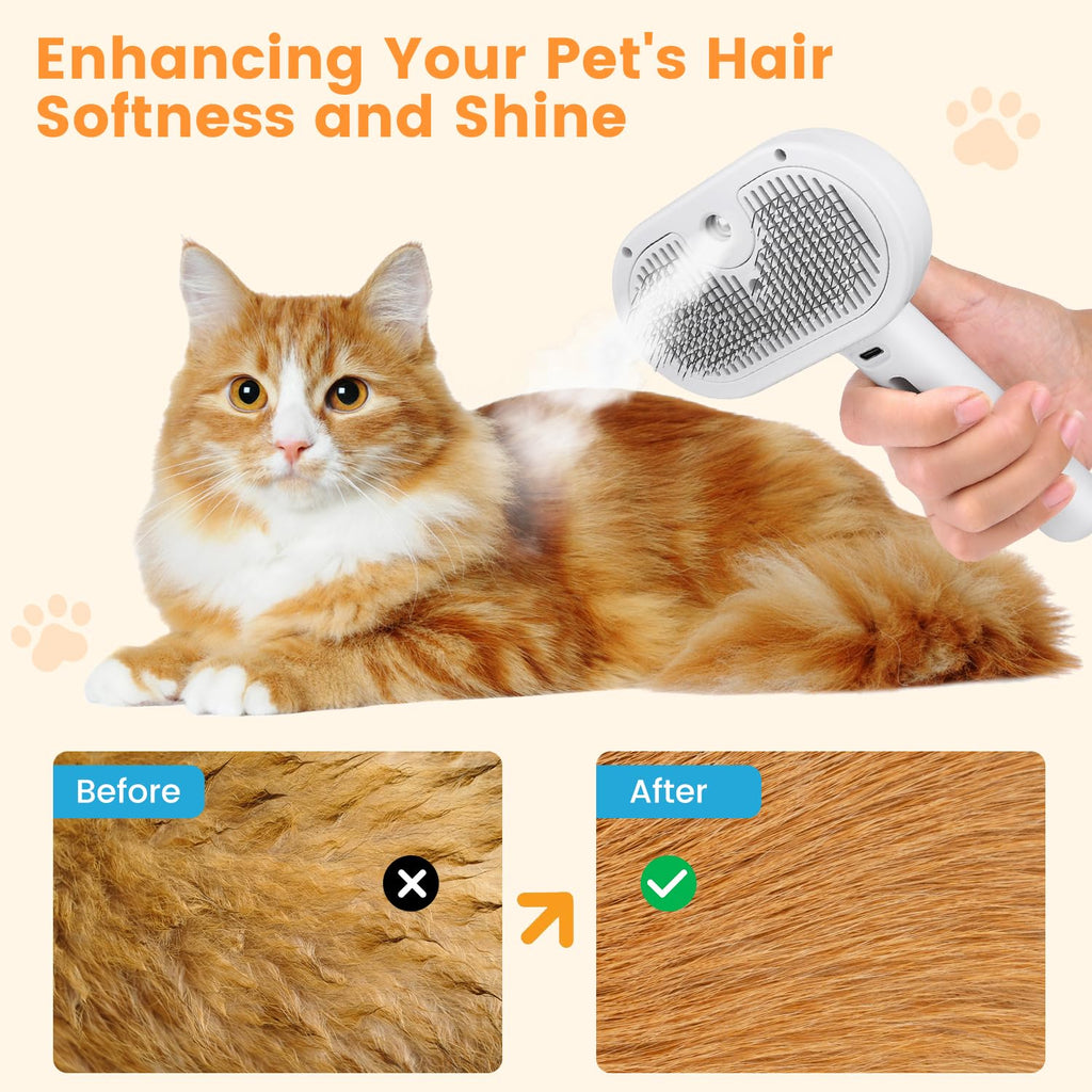 Cat Steam Brush - Pet Spray Grooming Brush for Cats & Dogs