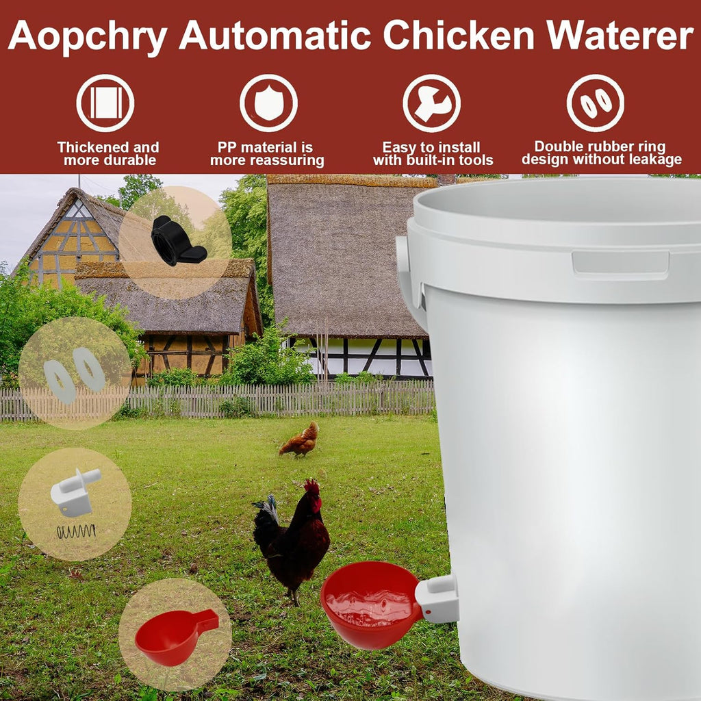 Chicken Waterer Cups 10 Pack - Poultry Drinker for Coop