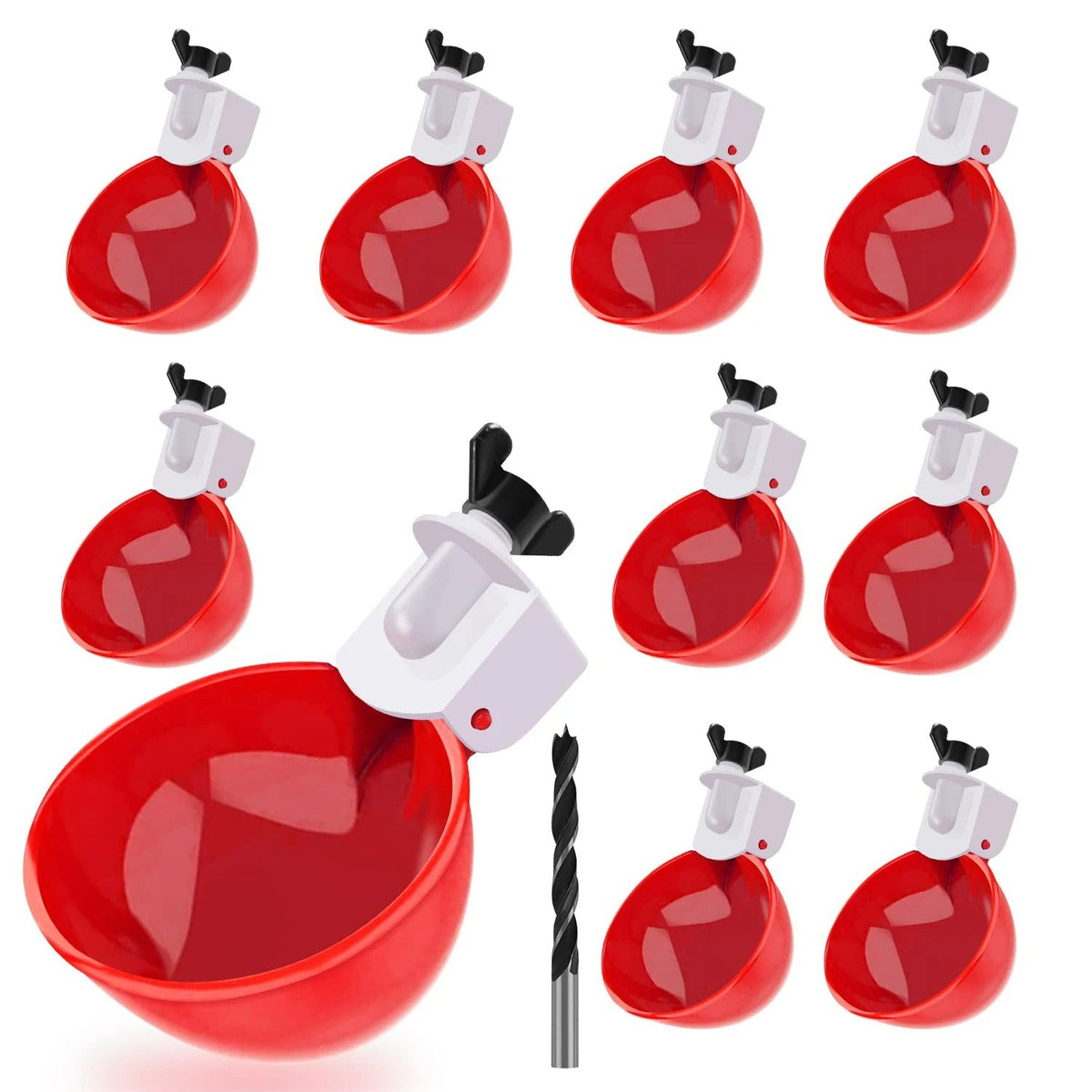 Chicken Waterer Cups 10 Pack - Poultry Drinker for Coop