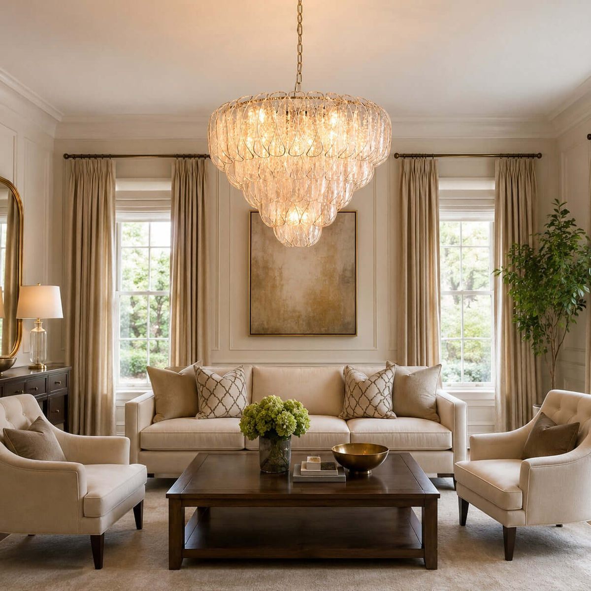Vellune Art Deco Glass Living Room Chandelier - Lunelle
