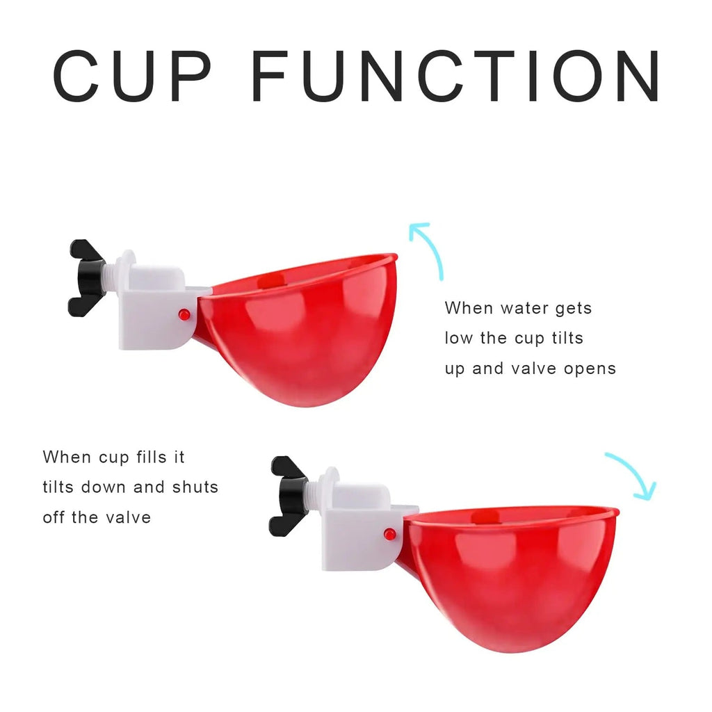 Chicken Waterer Cups 10 Pack - Poultry Drinker for Coop
