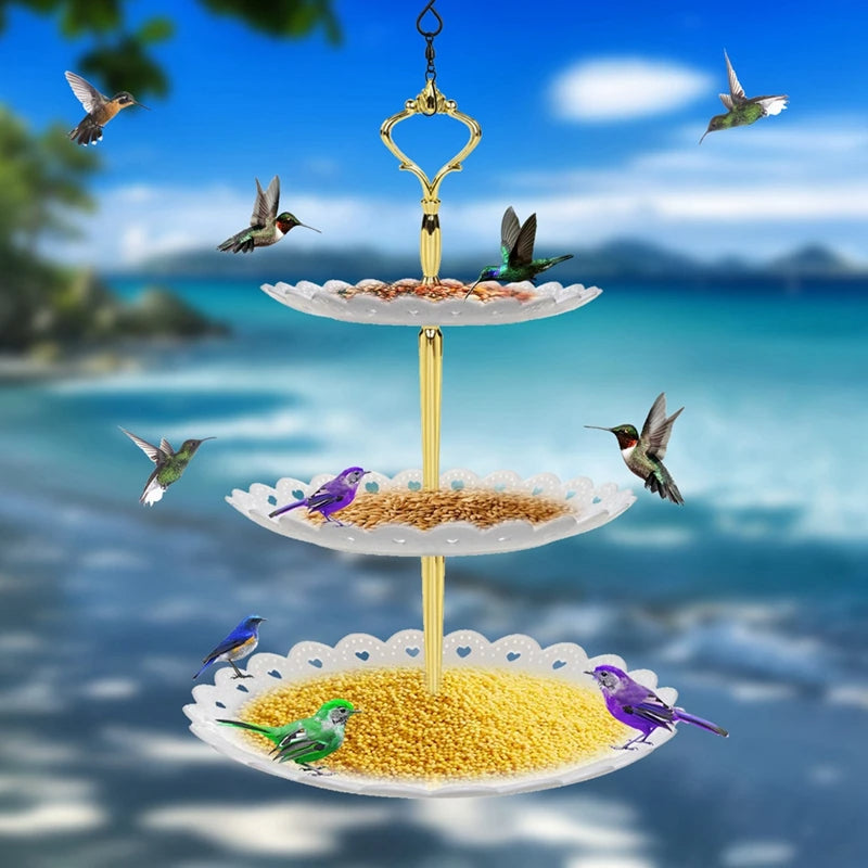 Hanging Bird Feeder with Bird Bath - 3 Tier Outdoor Feeder