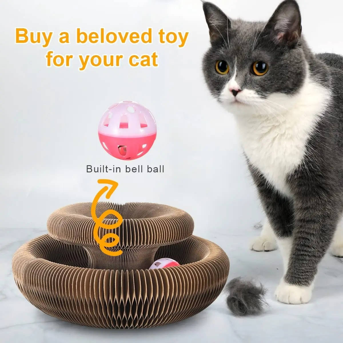 Cat Scratcher with Ball Track - Interactive Scratch Pad Toy