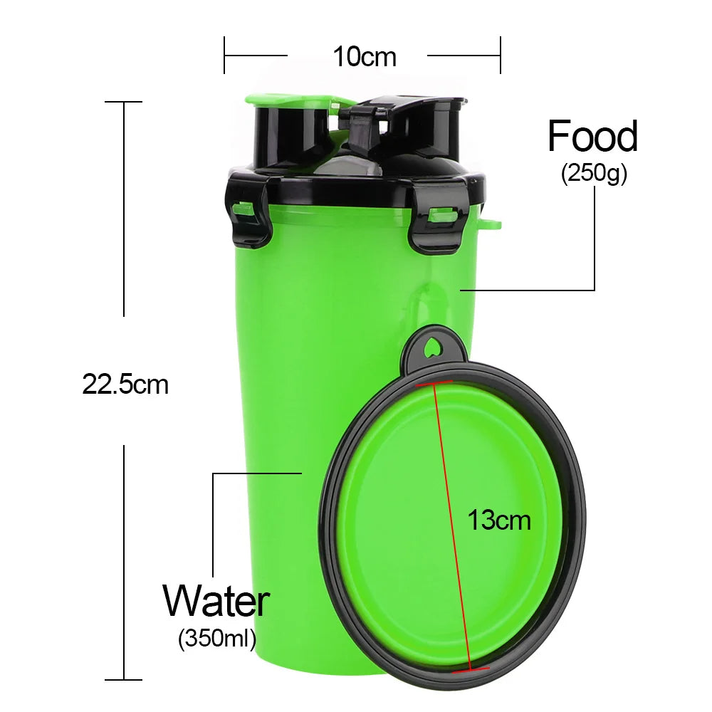 Collapsible Dog Water Bottle with Food Bowl - 2 in 1 Travel