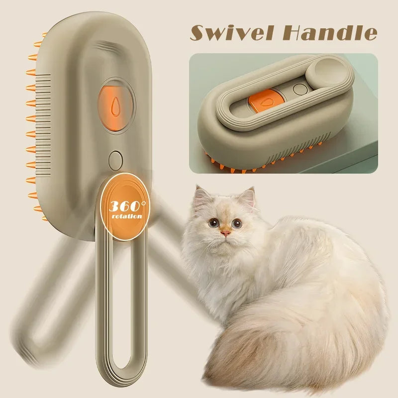Pet Steam Brush - 3 in 1 Cat & Dog Spray Grooming Brush