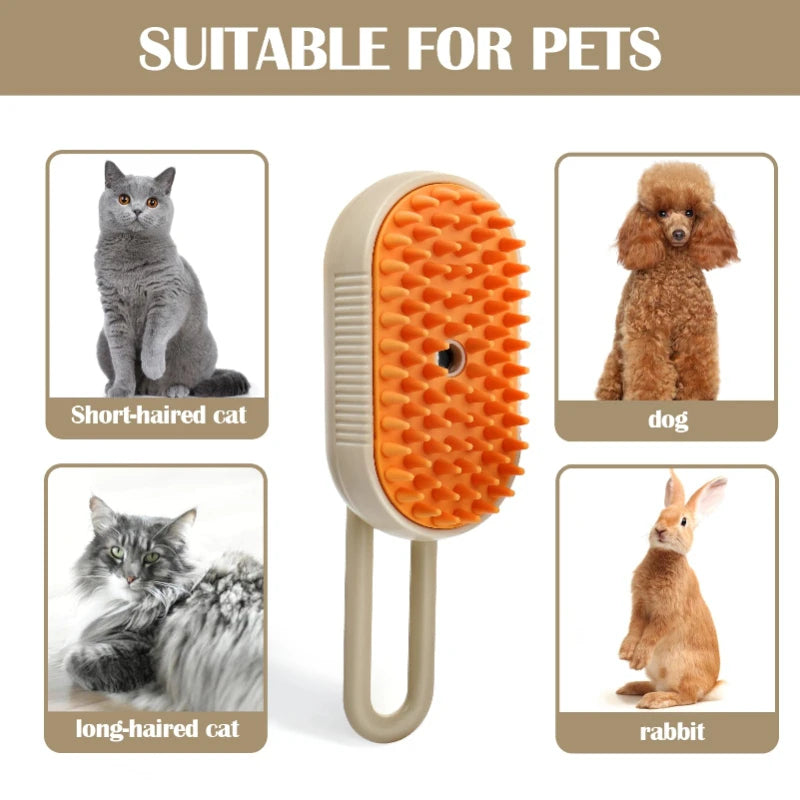 Pet Steam Brush - 3 in 1 Cat & Dog Spray Grooming Brush