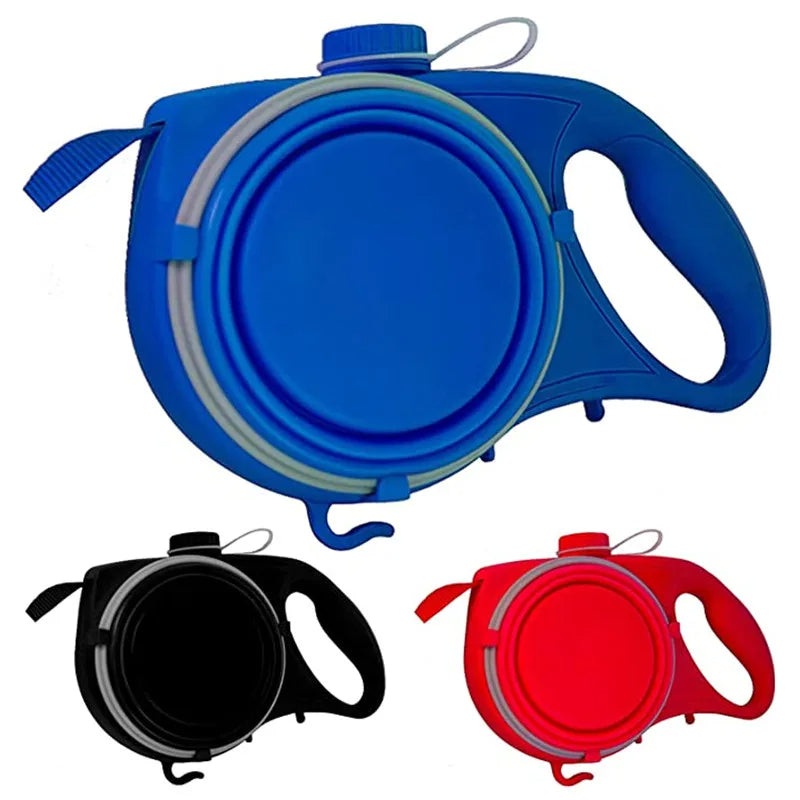 Dog Leash with Water Bottle & Bowl - 4 in 1 Walking Leash