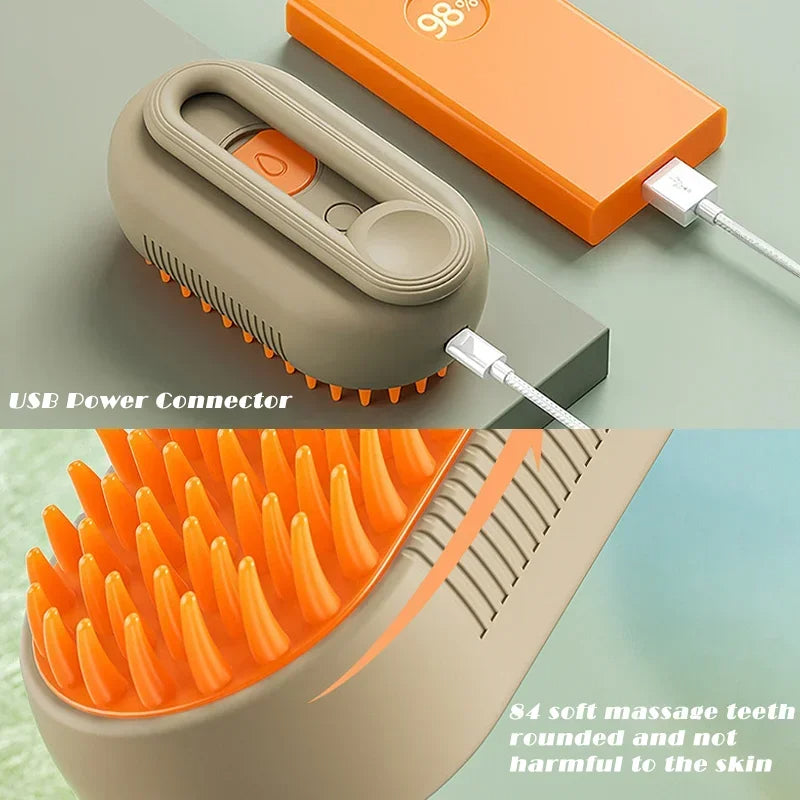 Pet Steam Brush - 3 in 1 Cat & Dog Spray Grooming Brush