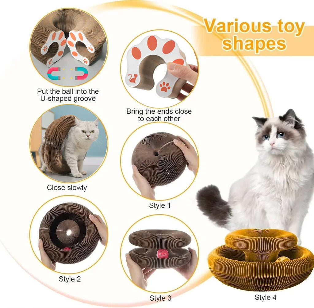 Cat Scratcher with Ball Track - Interactive Scratch Pad Toy