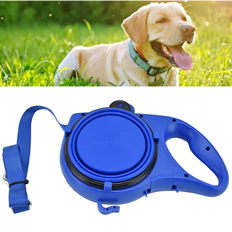 Dog Leash with Water Bottle & Bowl - 4 in 1 Walking Leash