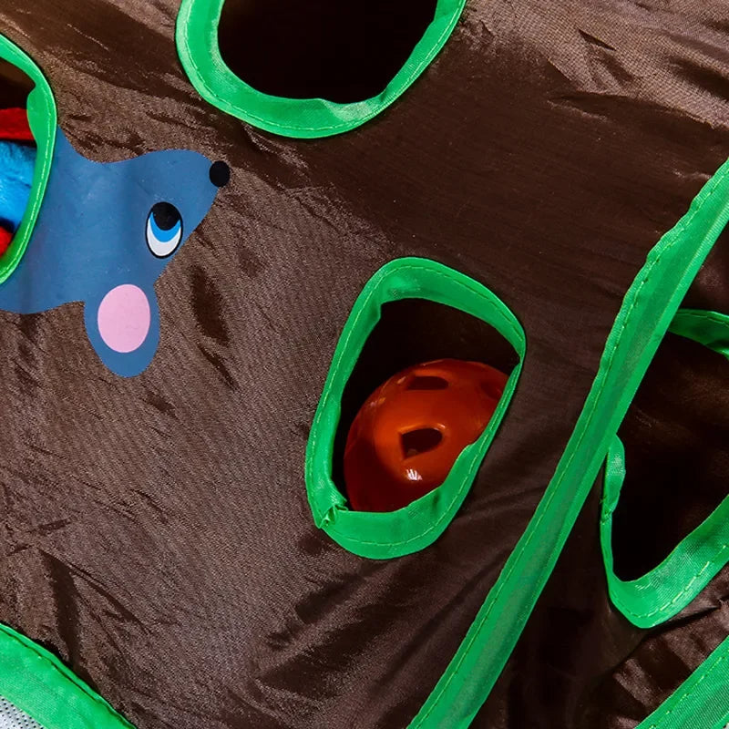 Cat Mouse Hunt Toy - 9 Hole Interactive Tunnel Game