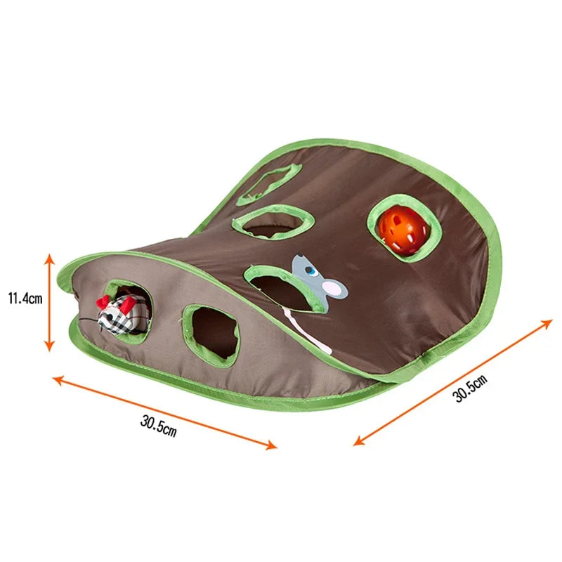 Cat Mouse Hunt Toy - 9 Hole Interactive Tunnel Game