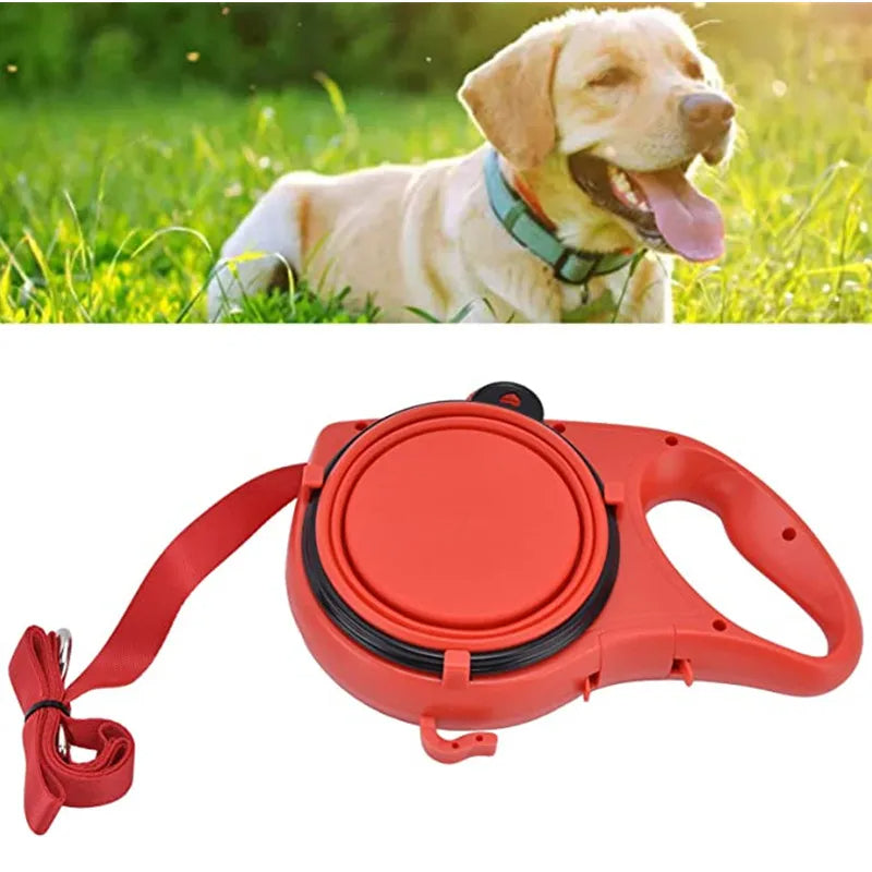 Dog Leash with Water Bottle & Bowl - 4 in 1 Walking Leash