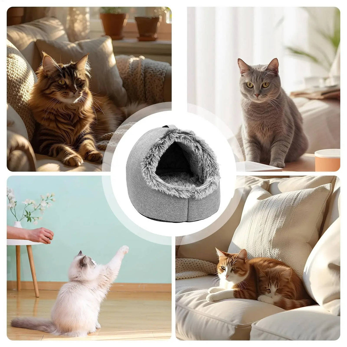 Winter Cat Bed - Warm Cozy Bed for Indoor Cats & Kittens