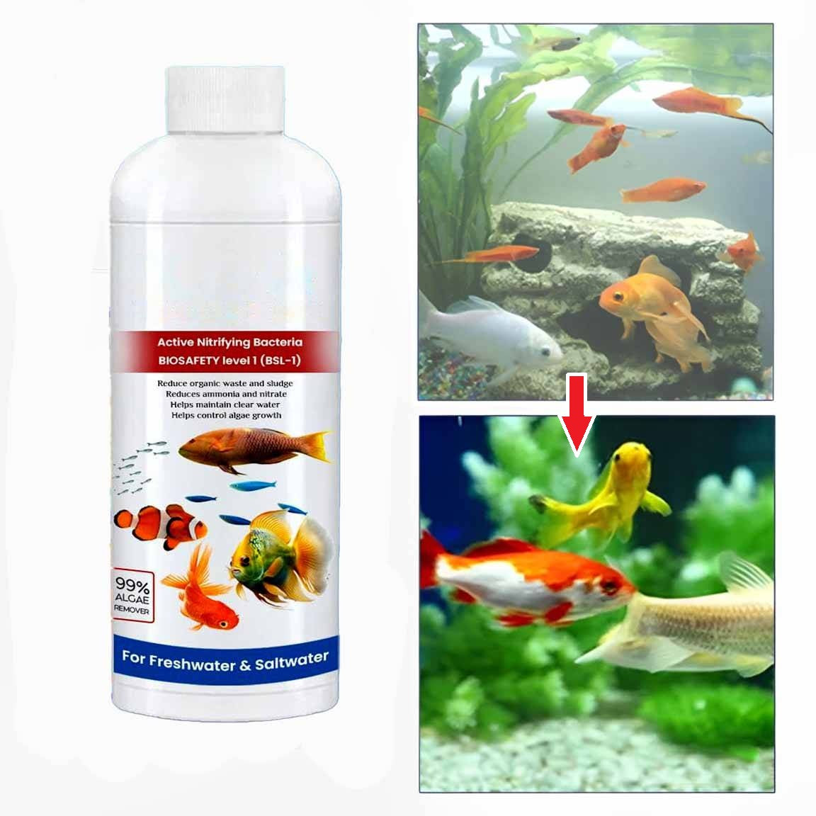 Fish Tank Cleaner Liquid 3 Pack - Aquarium Water Cleaner