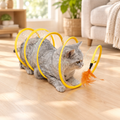 Collapsible S Type Interactive Cat Tunnel with a cat