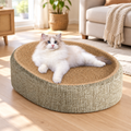 Oval Sisal 2 in 1 Cat Scratcher Bed with a cat