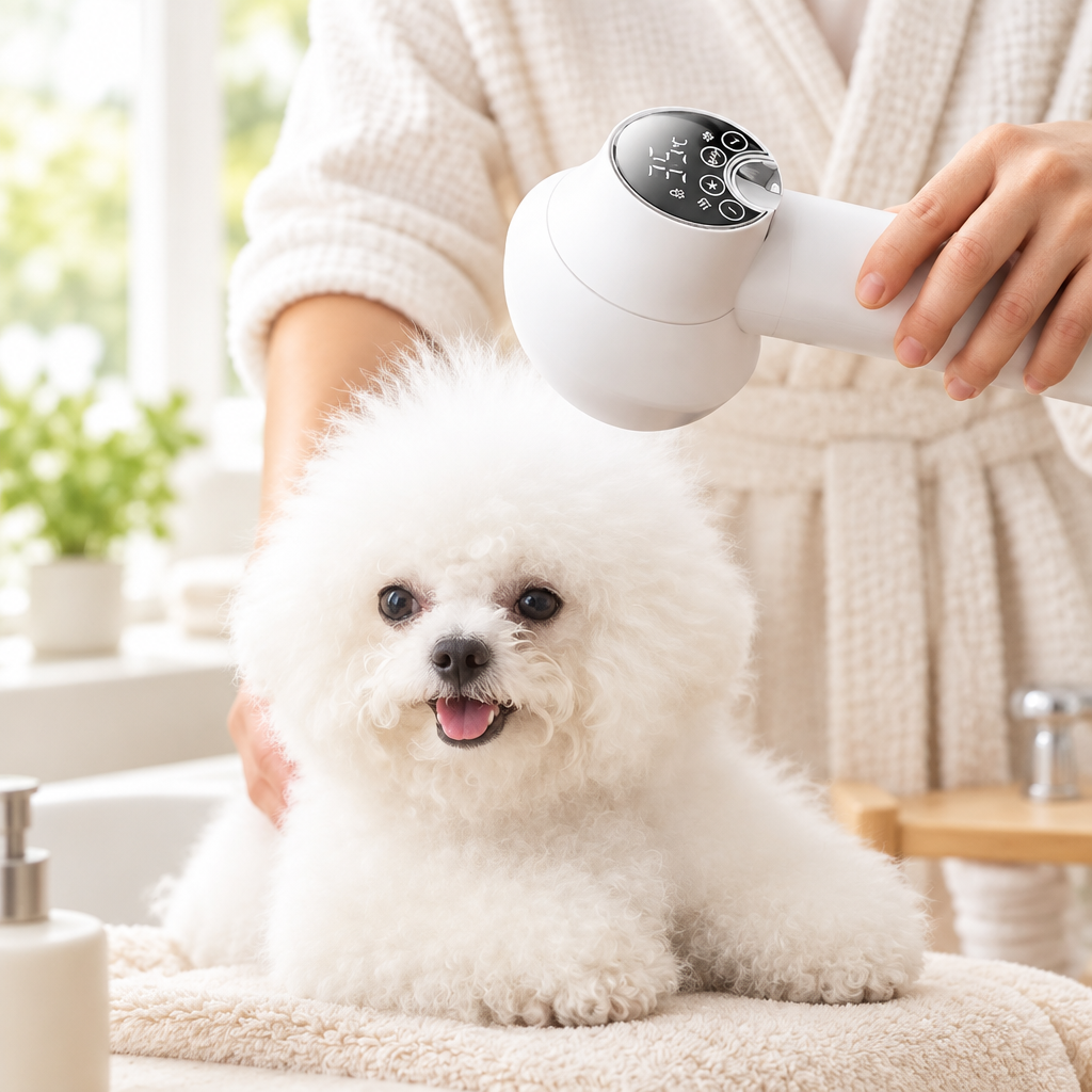 2 in 1 Smart Dog Hair Dryer in use