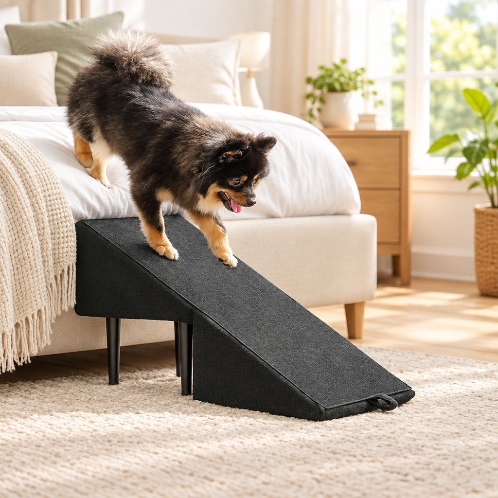 Convertible Dog Ramp and Step Stool with a dog