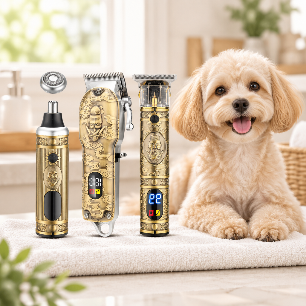 4-in-1 Precision Grooming Kit with a dog