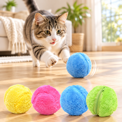 Active Rolling Ball with a cat chasing it