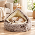 Donut Dog And Cat Bed with a dog asleep