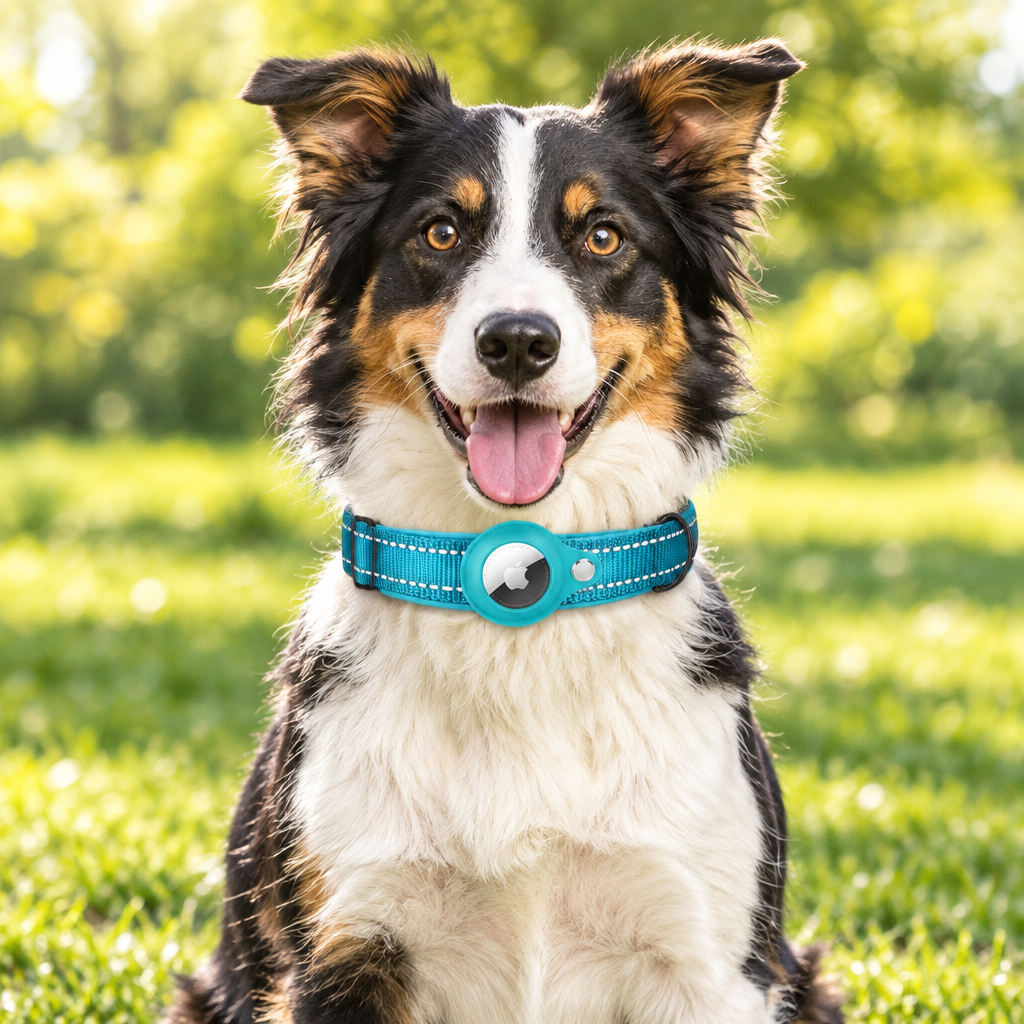 AirTag Dog Collar worn by a dog