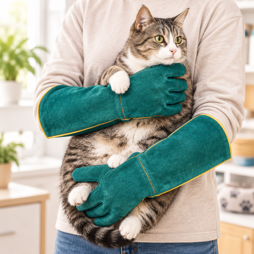 Bite Protection Gloves holding a cat