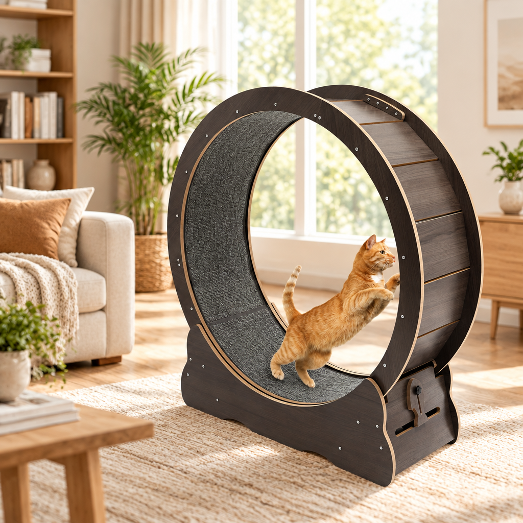 Cat Exercise Wheel with a cat running
