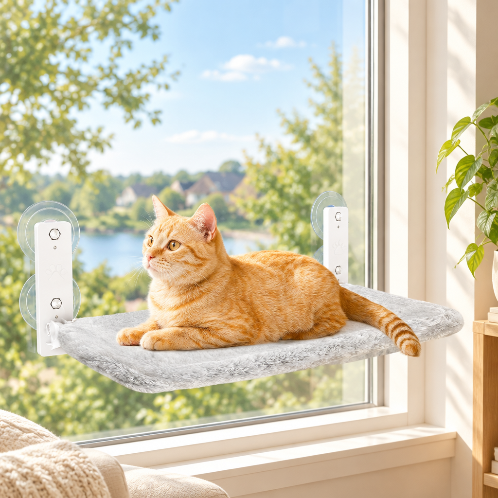 Cat Hammock Window with a cat lounging