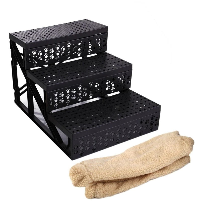 Dog Stairs for High Bed - 3 Step Portable Pet Steps