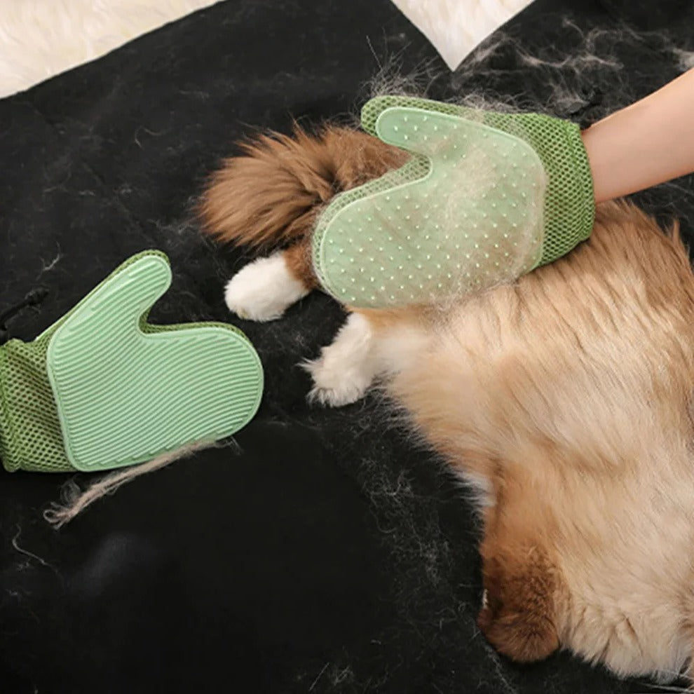 Cat Grooming Glove - 2 in 1 Pet Hair Deshedding Mitt