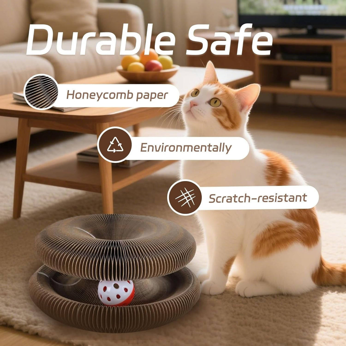 Cat Scratcher with Ball Track - Interactive Scratch Pad Toy
