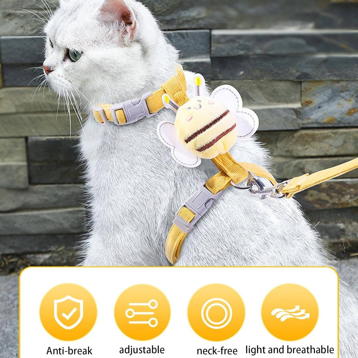 Cat Harness and Collar Set - Adjustable Cat Walking Harness