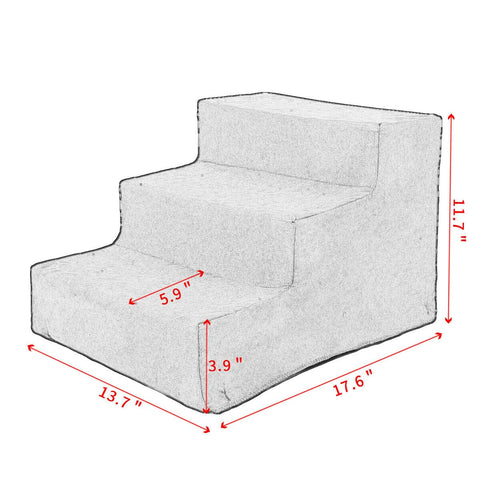 Dog Stairs for High Bed - 3 Step Portable Pet Steps